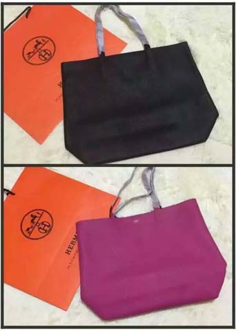 Hermes Shopper Double-Sided Bag Original Leather HS1209 Black&Peach Tl1141NP24