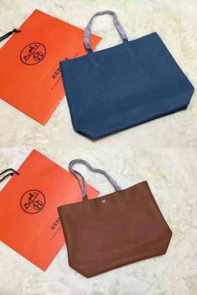 Hermes Shopper Double-Sided Bag Original Leather HS1209 Blue&Wheat Tl1139UW57