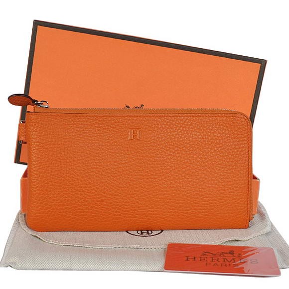 Hermes Zipper Cards Wallet Togo Leather A908 Orange Tl2295oJ62