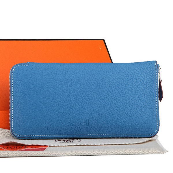 Hermes Zipper Wallet Original Leather A309 Blue Tl2247ff76