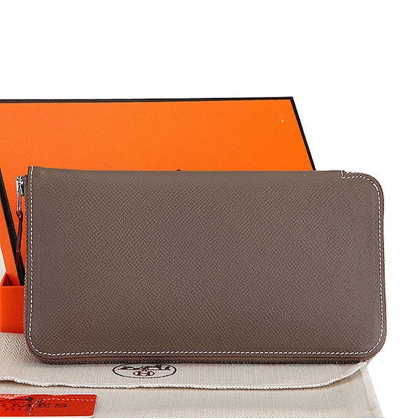 Hermes Zipper Wallet Original Saffiano Leather A309 Dark Gray Tl2241RX32
