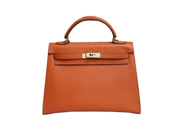 High Quality Replica Hermes Kelly 32cm Shoulder Bag Orange Saffiano Leather K32 Gold Tl1809aR54