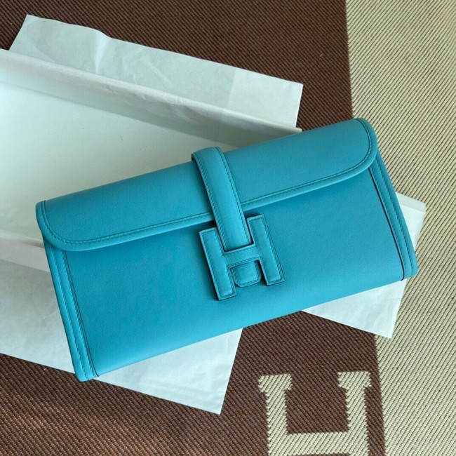 Hot Hermes Original jige swift Leather Clutch 37088 sky blue Tl255cT87