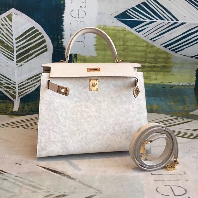 Hot Hermes original Kelly Epsom Leather KL32 white Tl620cT87