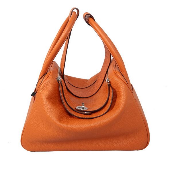 Imitation 1:1 Hermes Lindy 30CM Orange Grainy Leather Havanne Shoulder Bag Tl1748LT32
