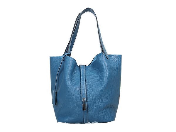 Imitation AAA Hermes Picotin Lock MM Bag in Original Leather Blue Tl1633kf15