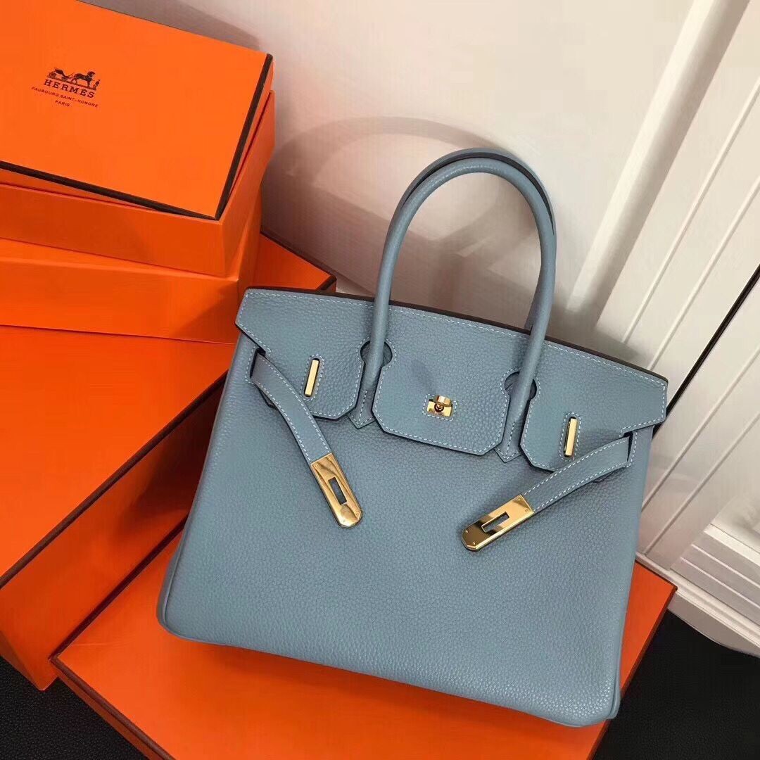 Imitation Hermes Birkin 25CM Tote Bag Original Leather H25T Blue Tl580Nj42