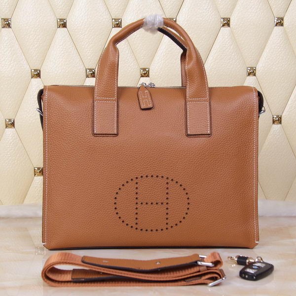 Imitation Hermes Briefcase Original Grainy Leather H8813T Wheat Tl1290QN34