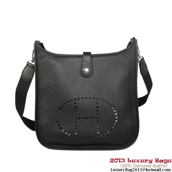 Imitation Hermes Evelyn Bag Original Calf Leather H1608 Black Tl1862Oz49