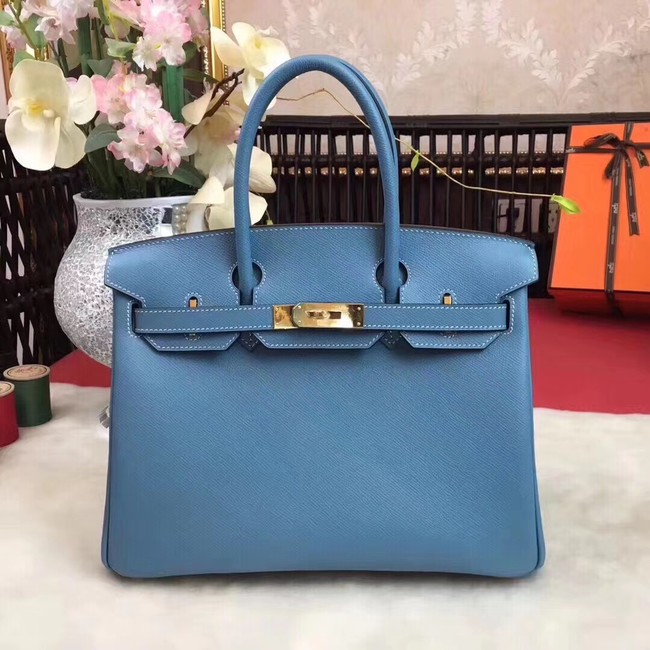 Imitation Hermes original Epsom Leather HB35O sky blue&gold Metal Tl560QN34