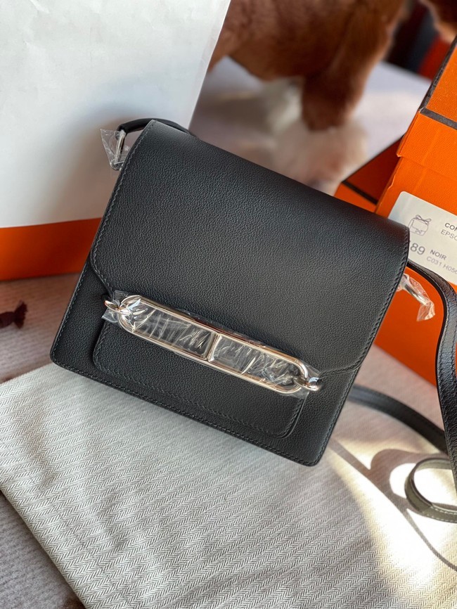 Imitation Hermes Roulis 19cm Evercolor 9D H9003 black&Silver Tl151VO34