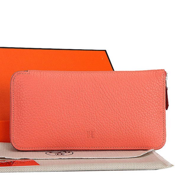 Imitation Hermes Zipper Wallet Original Leather A309 Dark Pink Tl2255SU34