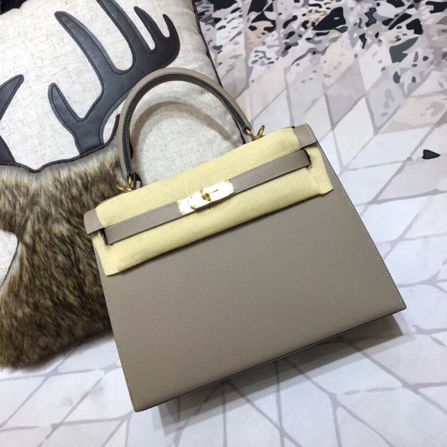 Imitation High Quality Hermes original Kelly Epsom Leather KL32 grey Tl693Bo39