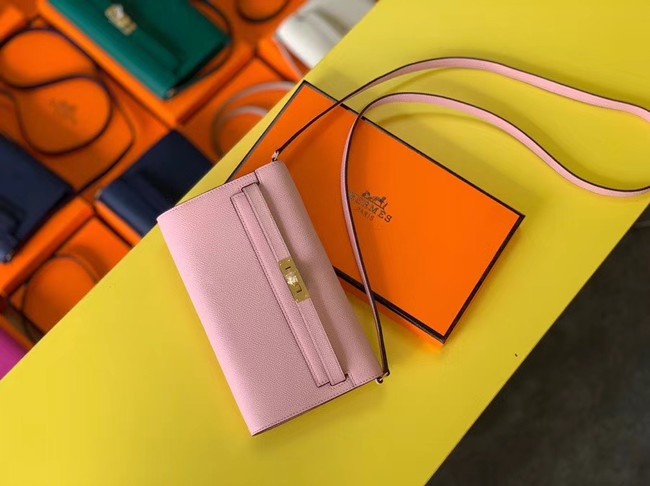 Knockoff AAAAA Hermes Original kelly espom leather to go woc Bag H4087 light pink Tl524Jc39