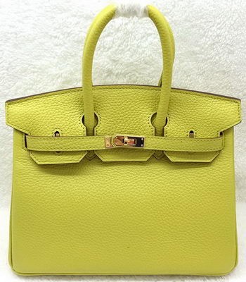 Knockoff Best Hermes Birkin 25CM Tote Bag Original Leather H25T Lemon Tl1171sm35