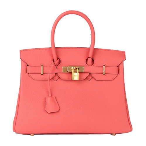 Knockoff Hermes Birkin 30CM Tote Bag Light Red Original Leather H30 Gold Tl1693cS18