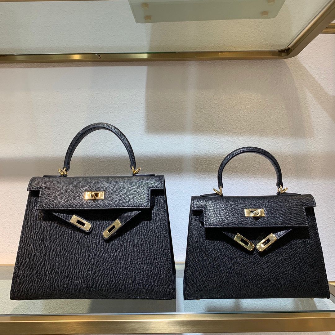 Knockoff Hermes Kelly 22cm 25cm Tote Bag Original Epsom Leather Bag KL22 KL25 Black Tl434eF76