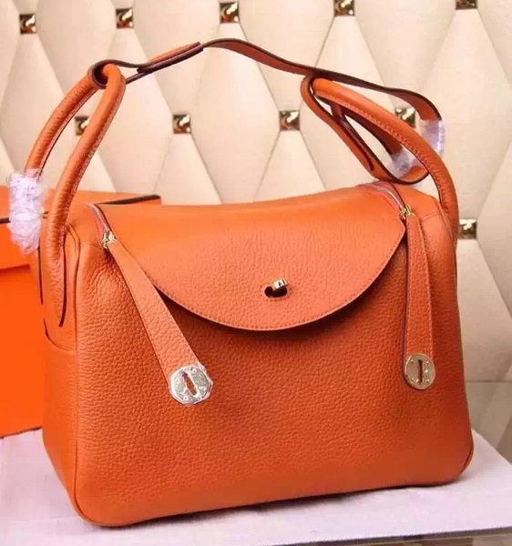 Knockoff Hermes Lindy 30CM Leather Shoulder Bag H0881 Orange Tl963cS18