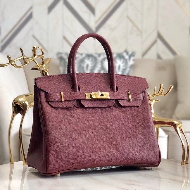 Knockoff Hermes original Epsom Leather HB35O Burgundy&gold Metal Tl566Ez66