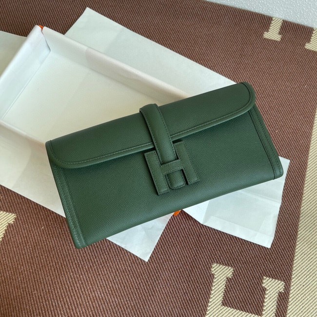 Knockoff Hermes Original Espom Leather Clutch 37088 blackish green Tl235Bt18