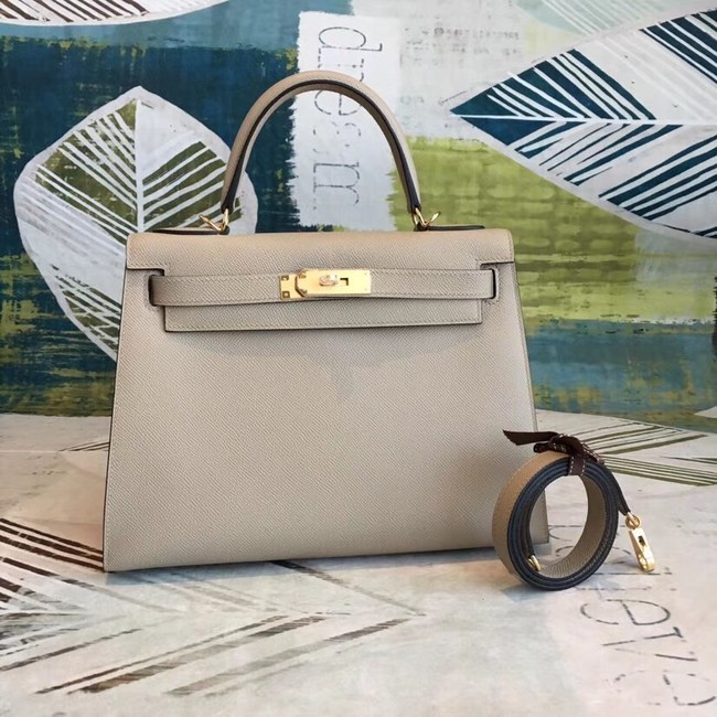 Knockoff Hermes original Kelly Epsom Leather KL32 Beige Tl614tp21