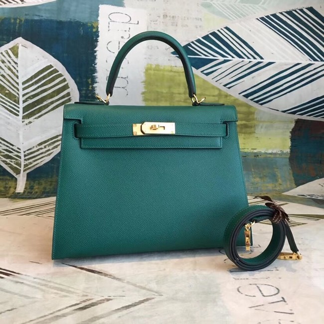Knockoff Hermes original Kelly Epsom Leather KL32 green Tl616NL80