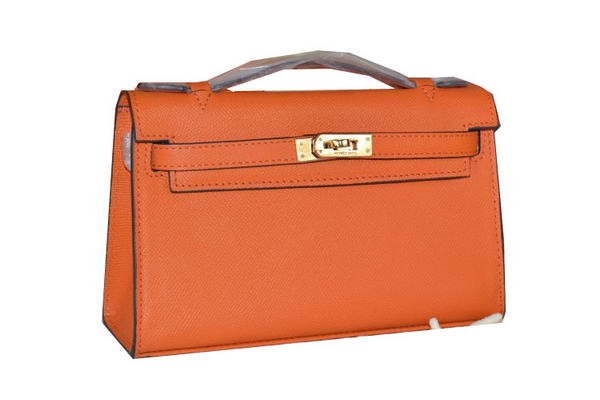 Luxury Hermes MINI Kelly 22cm Tote Bag Calfskin Leather Orange Tl1539Lv15