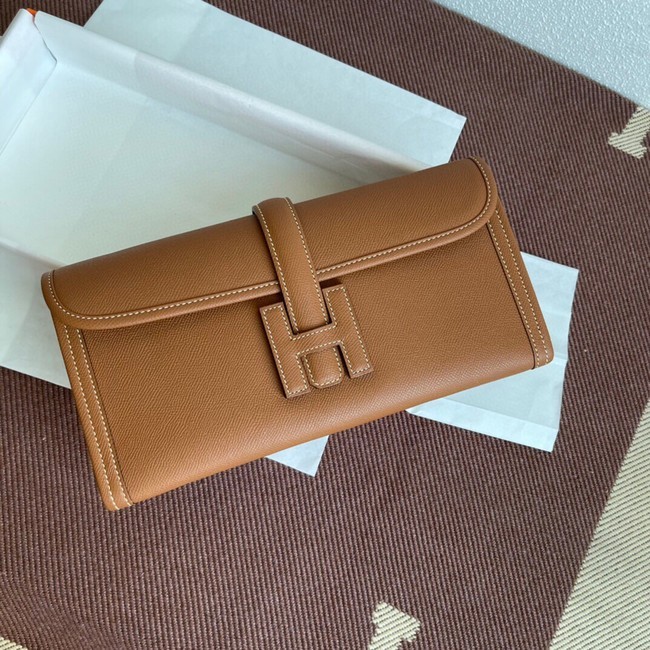 Luxury Hermes Original Espom Leather Clutch 37088 brown Tl224kp43