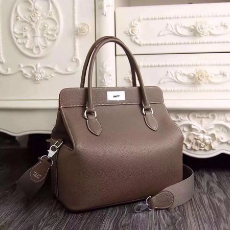 Luxury Hermes Toolbox Togo Bag Original Leather 3259 Dark Grey Tl809Lv15