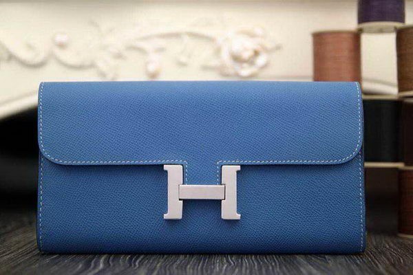 Luxury Replica Hermes Constance Long Wallets Original Leather HA909 Blue Wallets Tl2130vv50