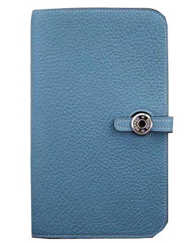 Replica Cheap Hermes Compact Passport Holder Original Leather Wallet Blue Tl2167Mq48
