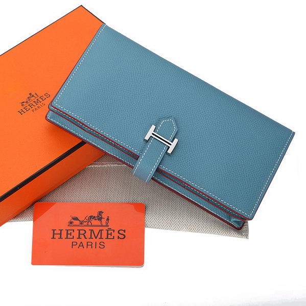 Replica Hermes Bearn Japonaise Bi-Fold Wallet Original Leather A208 SkyBlue Tl2193Ix66