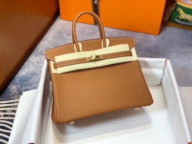 Replica Hermes Birkin 25CM Epsom Bag Original Leather H25E brown Tl437XB19