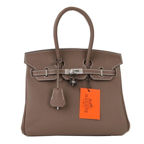 Replica Hermes Birkin 25CM Tote Bags Dark Grey Original Leather Silver Tl1658BJ25