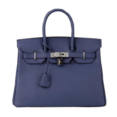 Replica Hermes Birkin 30CM Tote Bag RoyalBlue Original Leather H30 Silver Tl1664Yn66