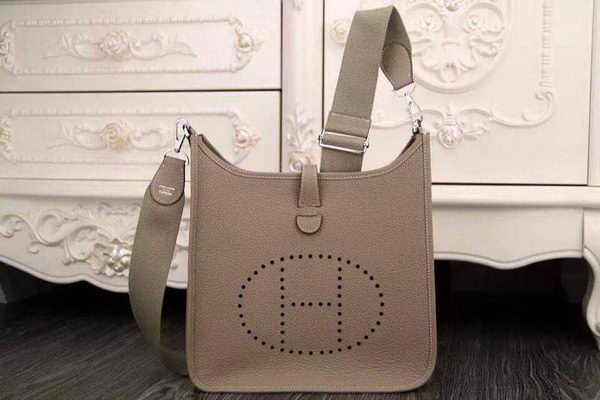 Replica Hermes Evelyne 28cm Messenger Bag Original Leather H1188 Grey Tl1304Jw87