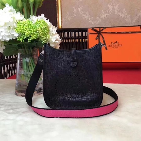 Replica Hermes Evelyne mini 17cm Messenger Bag Original Calf Leather H1187 Black Tl828TN94