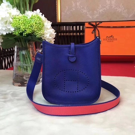 Replica Hermes Evelyne mini 17cm Messenger Bag Original Calf Leather H1187 Blue Tl820iu55