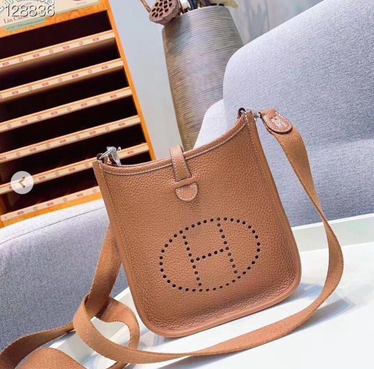 Replica Hermes Evelyne original togo leather mini Shoulder Bag H15698 Brown Tl467Xe44