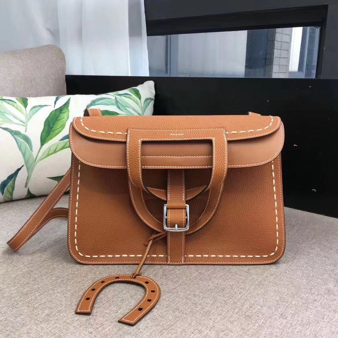 Replica Hermes Halzan Togo Original Leather H3908 Brown Tl175SV68