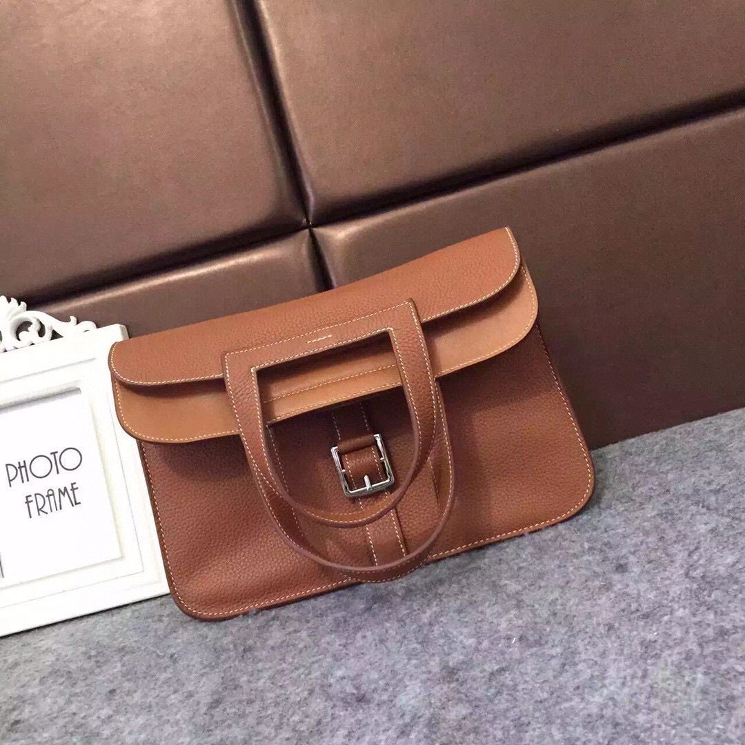 Replica Hermes Halzan Togo Original Leather H3909 Brown Tl174Ye83