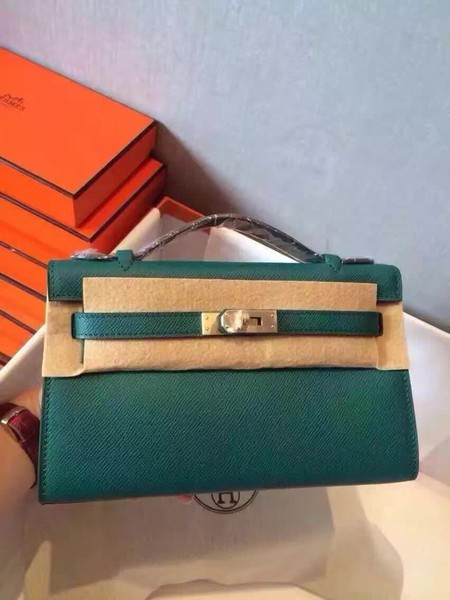 Replica Hermes Kelly 22cm Tote Bag Original Leather KL22 Dark Green Tl939Jw87