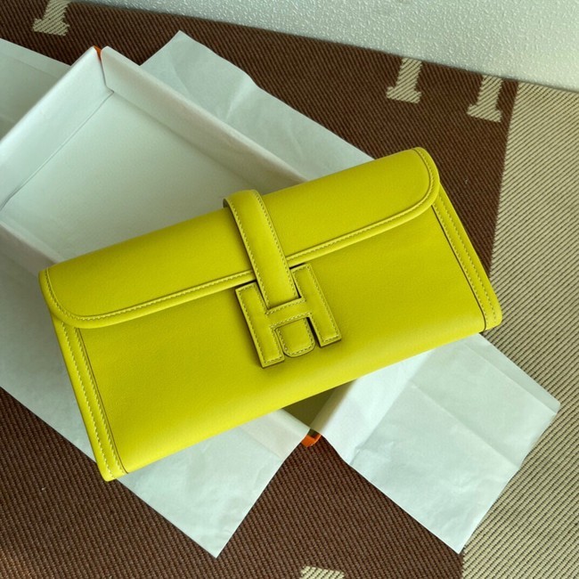 Replica Hermes Original jige swift Leather Clutch 37088 lemon Tl261Kg43