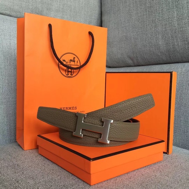 Replica Hermes original togo 2 belt buckle & Reversible leather strap 32 mm H06454 grey Tl3459Ye83