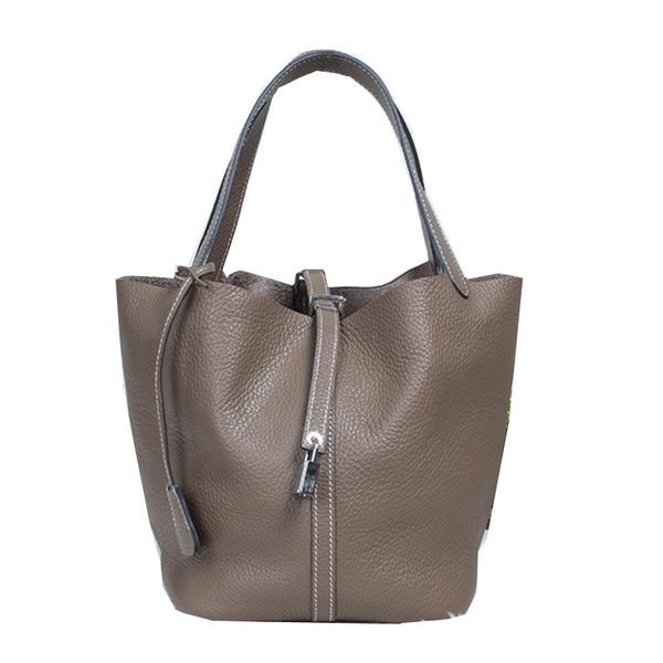 Replica Hermes Picotin Lock MM Bag in Original Leather Dark Grey Tl1634Ye83
