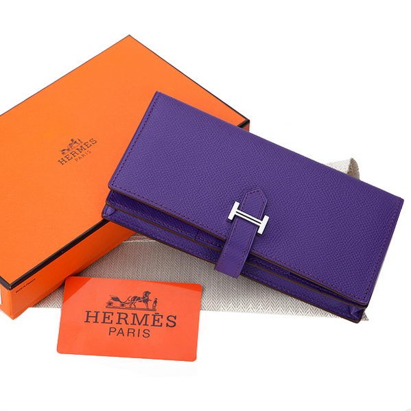 Replica Top Hermes Bearn Japonaise Bi-Fold Wallet Original Leather A208 Violet Tl2190ll80