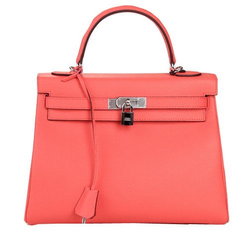 Top Hermes Kelly 32cm Shoulder Bag Pink Original Leather K32 Silver Tl1646yq38