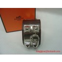 2010 Hermes dark Brown Leather Silver Bangle 1171 Tl2871ea89
