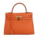 AAA 1:1 Hermes Kelly 32cm Shoulder Bag Orange Original Leather K32 Gold Tl1657yF79