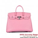AAA Replica Hermes Birkin 35CM Pink Clafskin Leather Tote Bag Silver Tl1918VB75